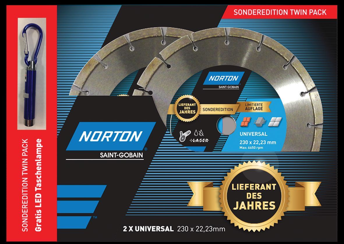 gerade für Winkelschleifer Norton Essential METALL 230x2,5x22,23 Trennscheibe Typ 41